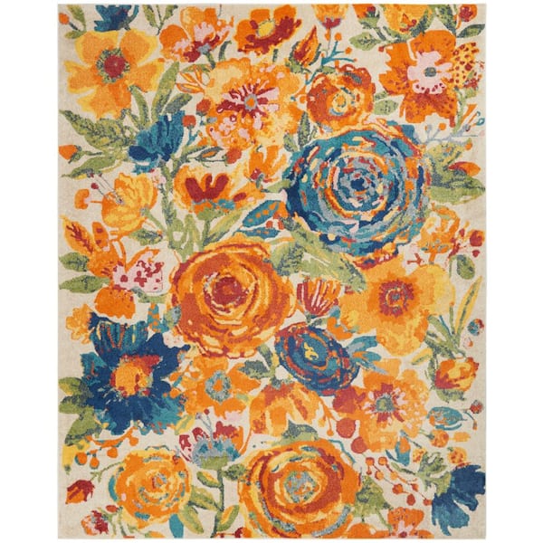 Allur Ivory Multicolor 8 ft. x 10 ft. Botanical Area Rug