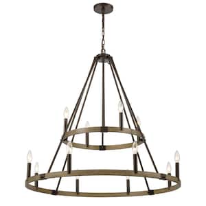 Val de Loire 36 in. W 12-Light Oil Rubbed Bronze Chandelier with No Shades