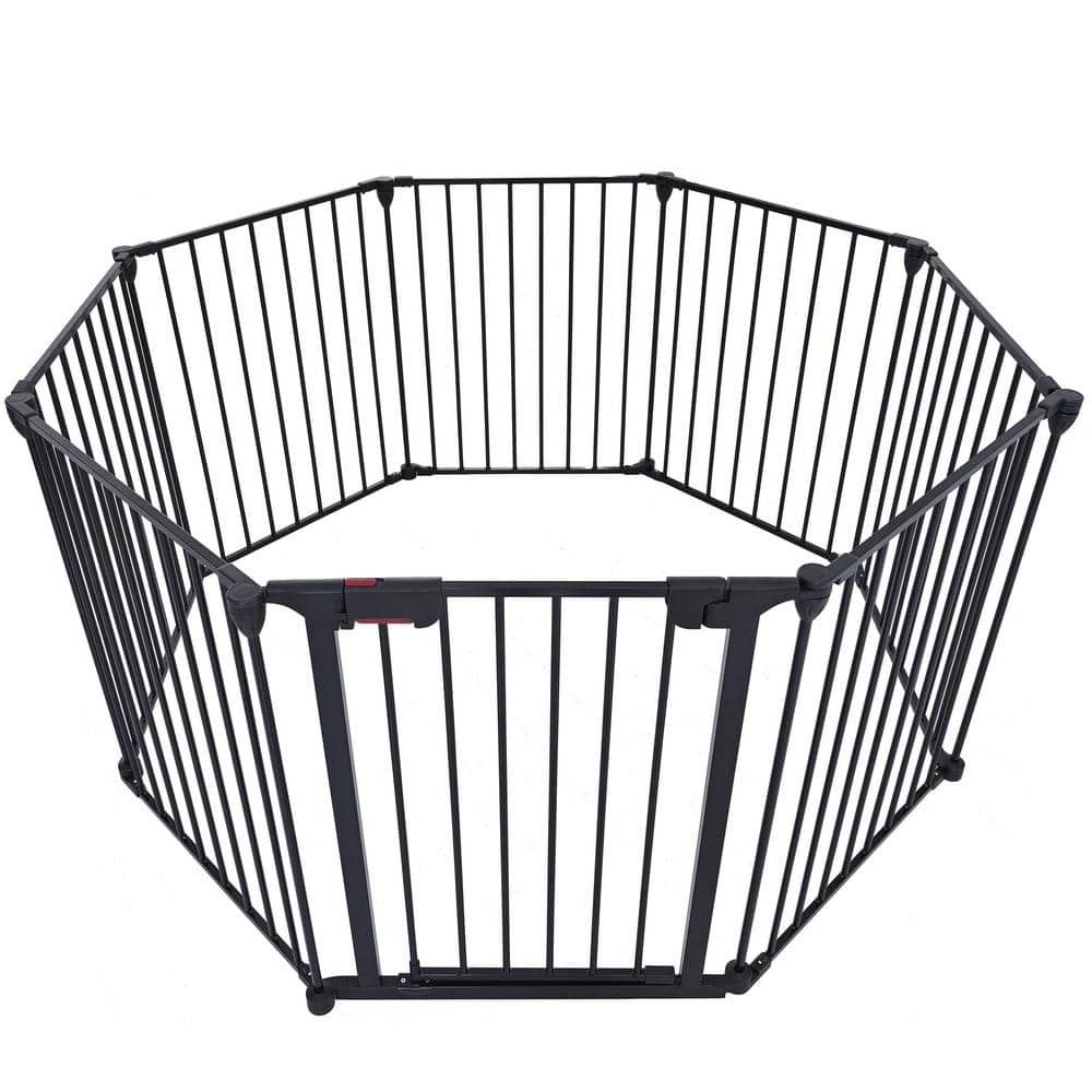 Runesay 200 in. Market Adjustable Safety Gate 8 Panels Play Yard Metal