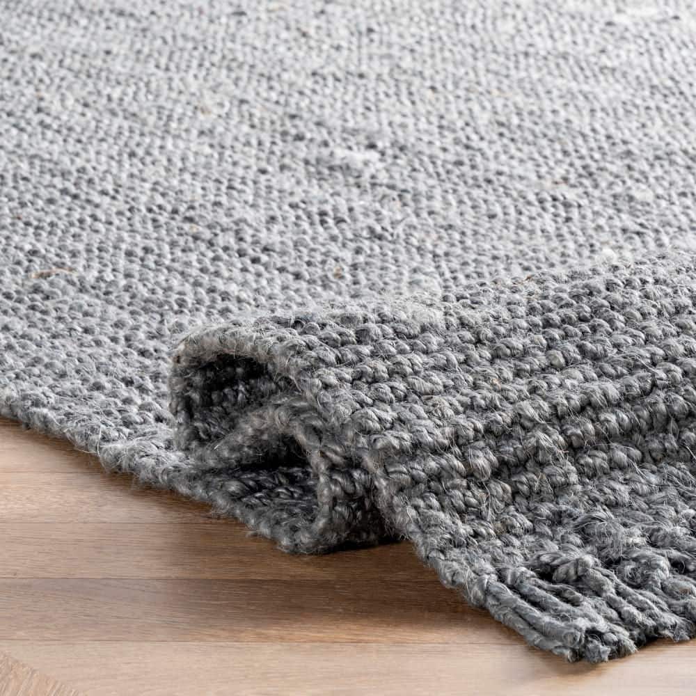 Handcrafted Gray Jute Braided 31" Reversible Area Rug