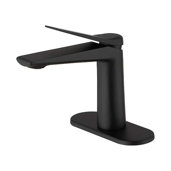 Unbranded Single Handle Single Hole Bathroom Faucet with Drain Assembly in Matte Black
