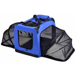 Hounda Accordion Metal Framed Collapsible Expandable Pet Dog Crate - Medium in Blue