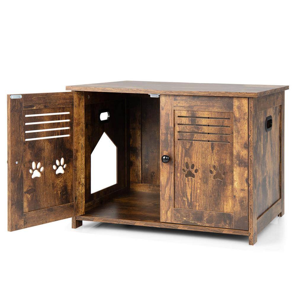 ANGELES HOME Wood 20 in. x 27.5 in. Cat Litter Box Enclosure with