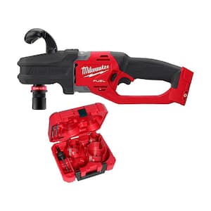 M18 FUEL 18V Li-Ion Brushless Cordless Hole Hawg 7/16 in. Right Angle Drill W/Quick-Lok with Carbide Hole Saw Kit(7pc)