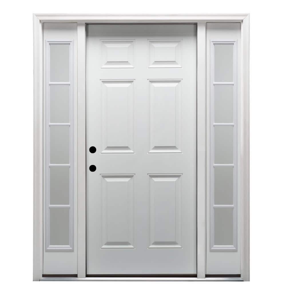 68.5 in. x 81.75 in. 6-Panel Right-Hand Inswing Classic Primed Fiberglass Smooth Prehung Front Door with Sidelites price history on PriceWatchPro