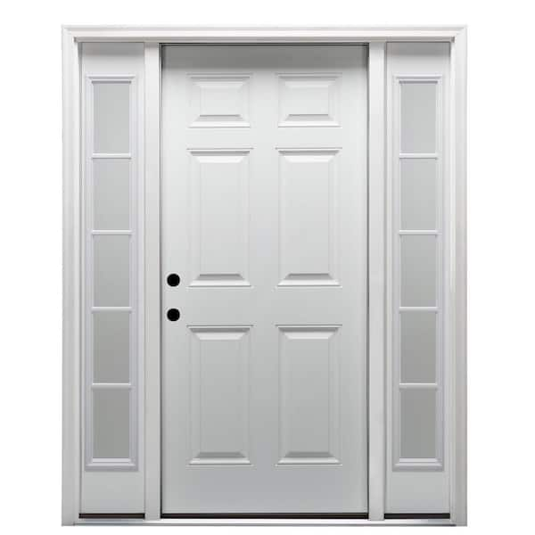 MMI Door 68.5 in. x 81.75 in. 6-Panel Right-Hand Inswing Classic Primed Fiberglass Smooth Prehung Front Door with Sidelites