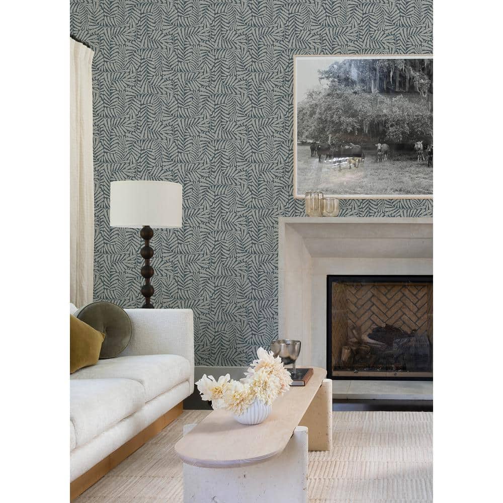 Gabriel Teal and Sterling Fern Non-Pasted Wallpaper