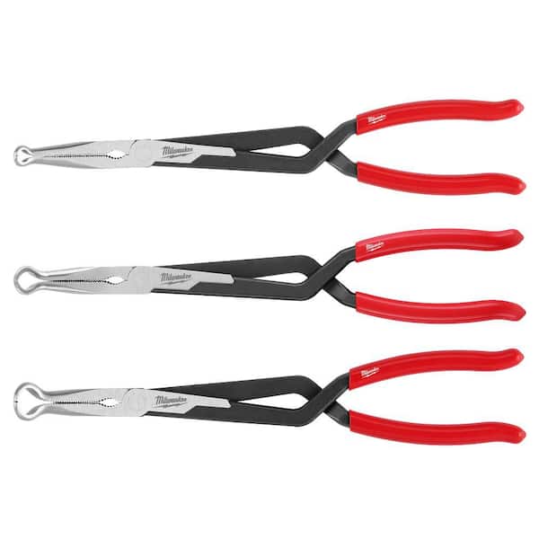 Milwaukee Long Needle Nose Pliers Set with Hose Grip and Slip