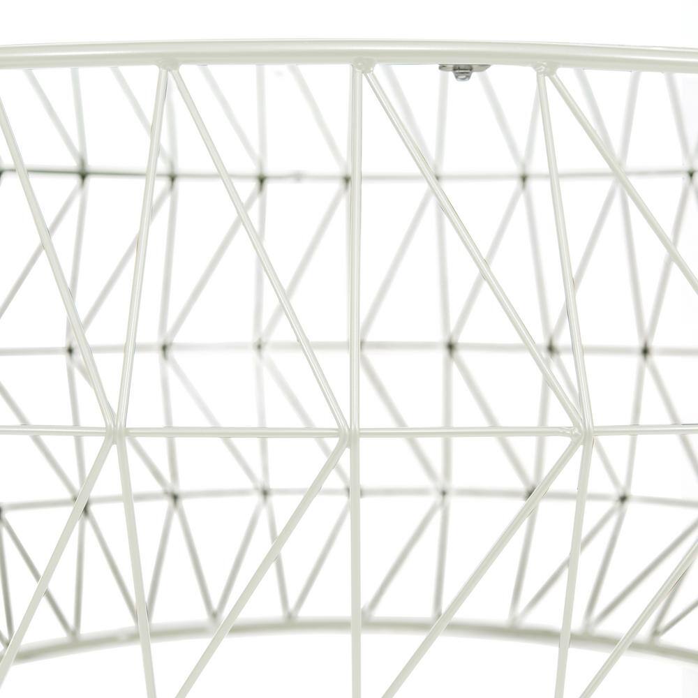 White Round Glass Top Coffee Table with Metal Base