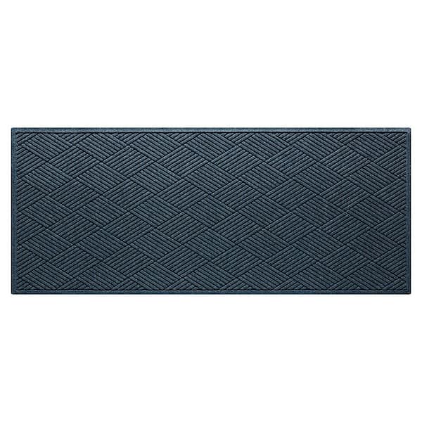 Waterhog Diamonds 35 in. x 97 in. PET Polyester Indoor Outdoor Runner Navy