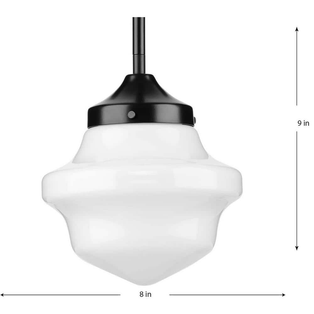 Matte Black and White Glass Farmhouse Mini Pendant Light