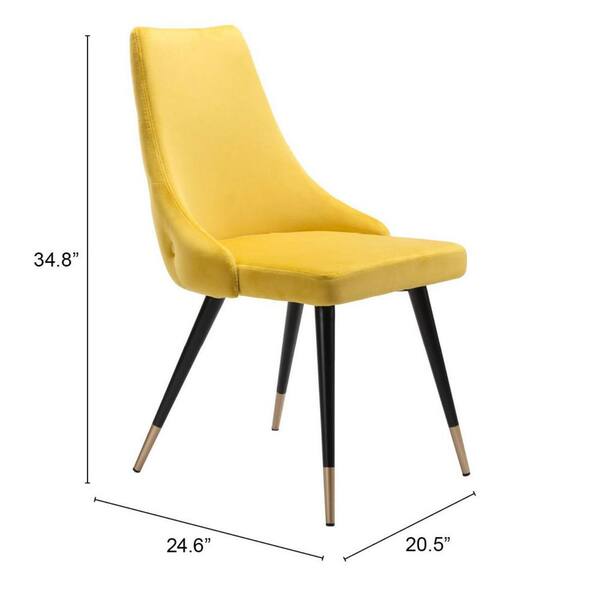 HomeRoots Tufted Yellow And Black Upholstered Velvet Windsor Back Side Chair (Set Of 2)