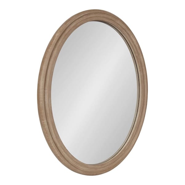 Kate and Laurel Mansell 24.00 in. W x 30.00 in. H Brown Oval Rustic Framed Decorative Wall Mirror