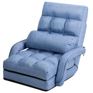 Blue Folding Lazy Recliner Folding Gaming Chair Bean Bag Chairs with Pillow