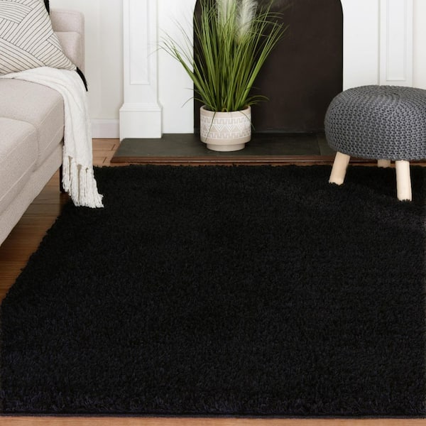 10 ft. x 15 ft. Black Geneva Shag Solid Area Rug