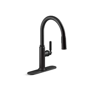 Revolv Single Handle Pull Down Sprayer Kitchen Faucet in Matte Black