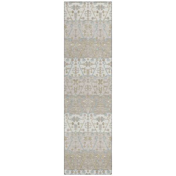 Chantille Machine Washable Indoor/Outdoor Abstract ACN2858 Ivory 2 ft. x 7 ft. Runner Rug