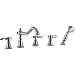 Patriarch 2-Handle Deck-Mount Roman Tub Faucet with Handheld Sprayer in Polished Chrome