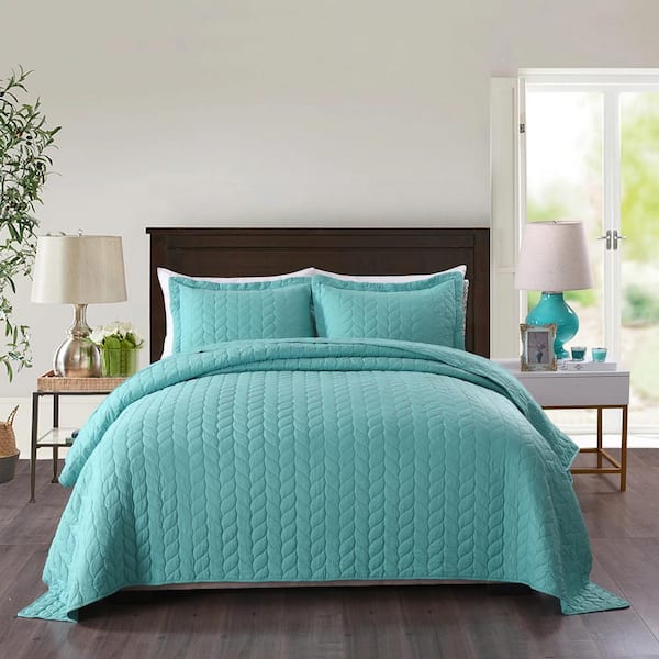 MarCielo Leaf 3-Piece ‌Viridity Floral Microfiber Polyester Lightweight Queen Size Quilt Bedspread Set