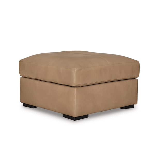 Bandon Brown Leather Square Cocktail Medium Ottoman