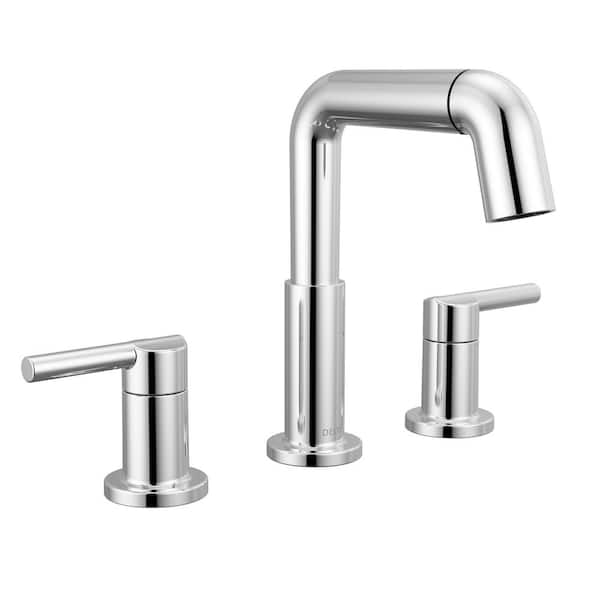 Nicoli Pull-Down Spout 8 in. Widespread Double Handle Bathroom Faucet Drain Included in Chrome