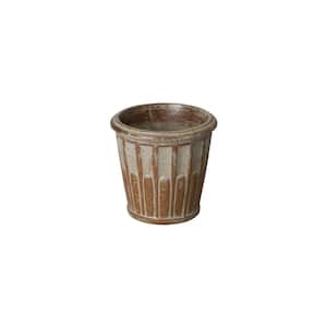 10 in. Wash Walnut Ceramic Round Planter