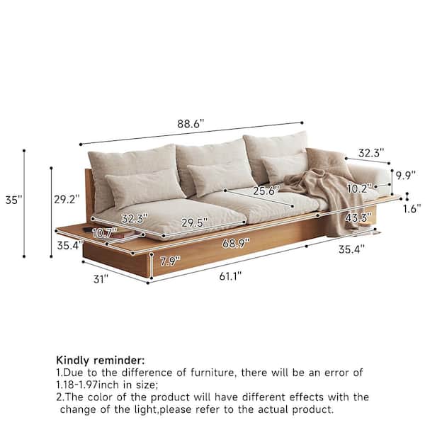 JASIWAY 112.2 in. Width Round Arm Cotton Linen Storage JASIWAY 112.2 in. Width Round Arm Cotton Linen Storage