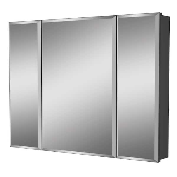 Moses 36 in. W x 30 in. H Rectangular Aluminum Medicine Cabinet with Mirror and Adjustable Shelves