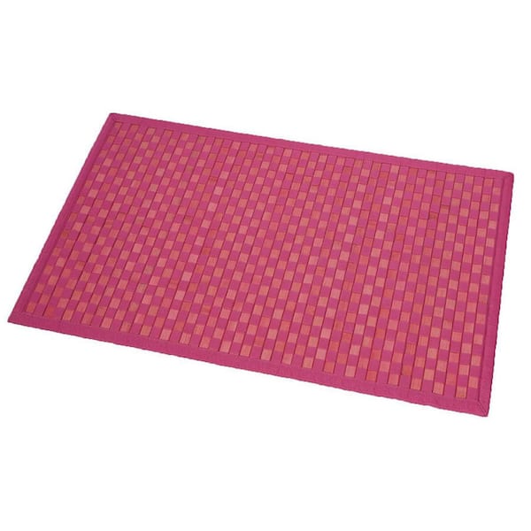 EVIDECO French home goods Bath Mat Rug In Cross Twill Rug Checkerboard Pink