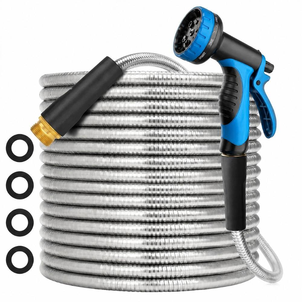 50 ft Stainless Steel Metal Garden Hose Kink-Free Burst-Proof Flexible Water Hose for Outdoor Yard with 10-Pattern price history on PriceWatchPro
