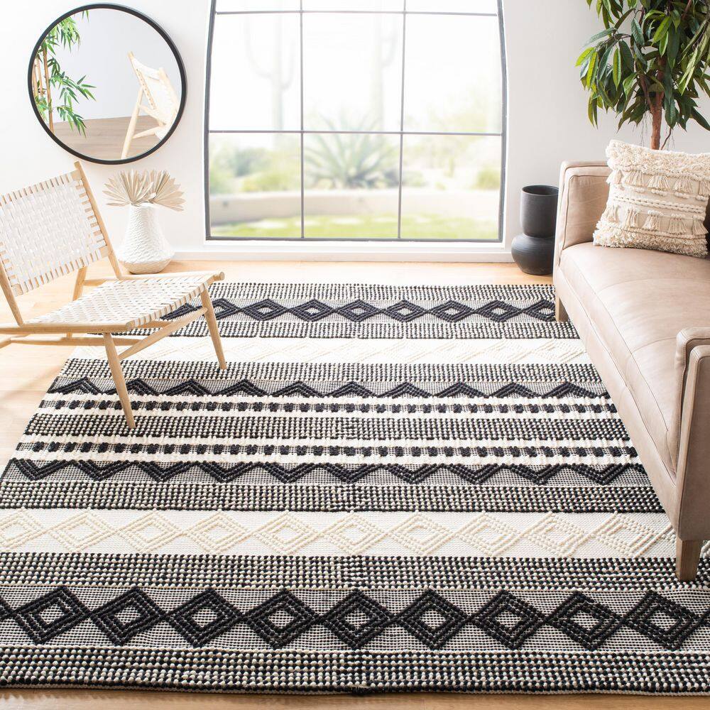 Natura 11 ft. x 15 ft. Black/Ivory Striped Diamonds Area Rug price history on PriceWatchPro