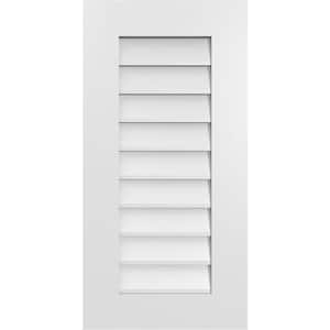 16 in. x 32 in. Rectangular White PVC Paintable Gable Louver Vent Non-Functional
