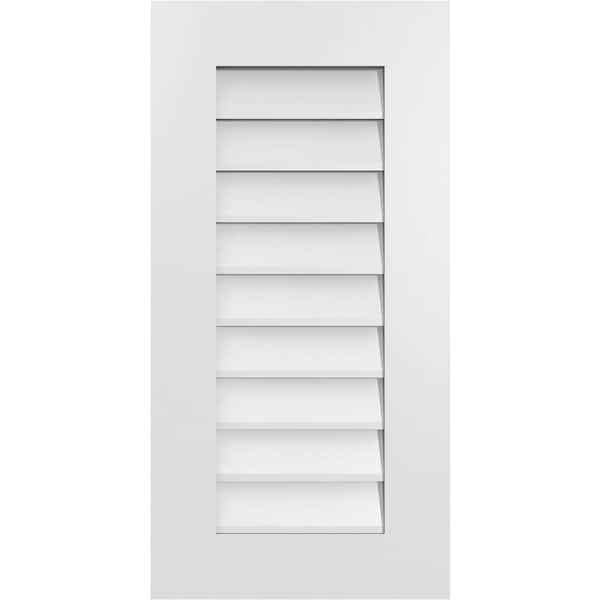 Ekena Millwork 16 in. x 32 in. Rectangular White PVC Paintable Gable Louver Vent Non-Functional