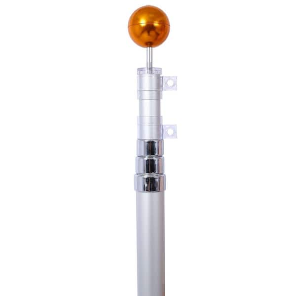 25 ft. Telescopic Flag Pole Kit Extra Thick HD Aluminum, In-Ground, Topper Balls, For Yard/Residential and Commercial