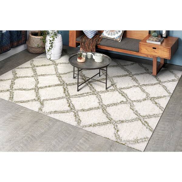 Nordic White/Silver 7 ft. 5 in. x 10 ft. 6 in. Trellis Area Rug