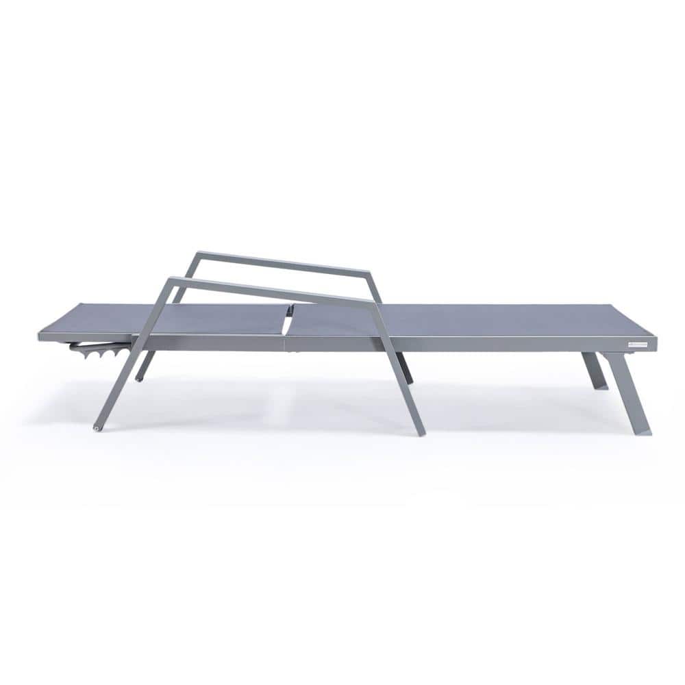 Dark Grey Aluminum Frame Outdoor Chaise Lounge Set with Armrests