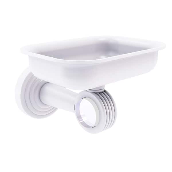 Allied Brass Pacific Beach Wall Mounted Soap Dish Holder with Groovy Accents in Matte White