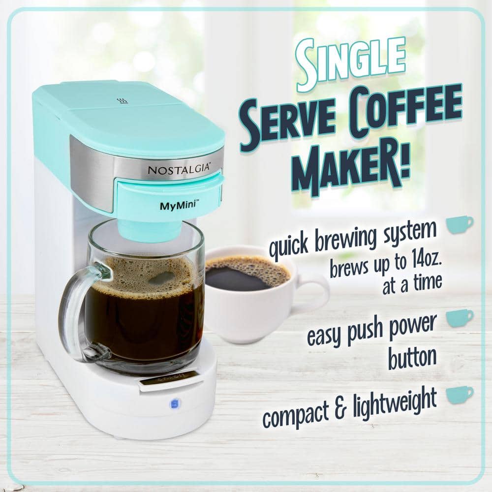 Aqua and White Single Serve Coffee Maker with Reusable Filter
