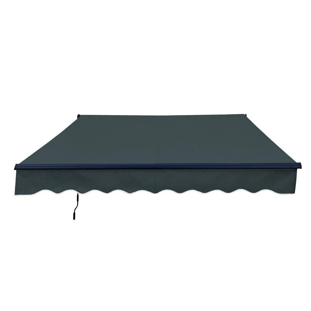 Forest Green Motorized Retractable Awning with Black Frame, 20x10