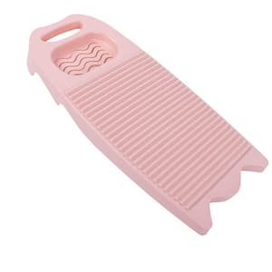 17.7 in. x 8 in. Plastic Washboard with Soap Holder for Washing Clothes, Pink