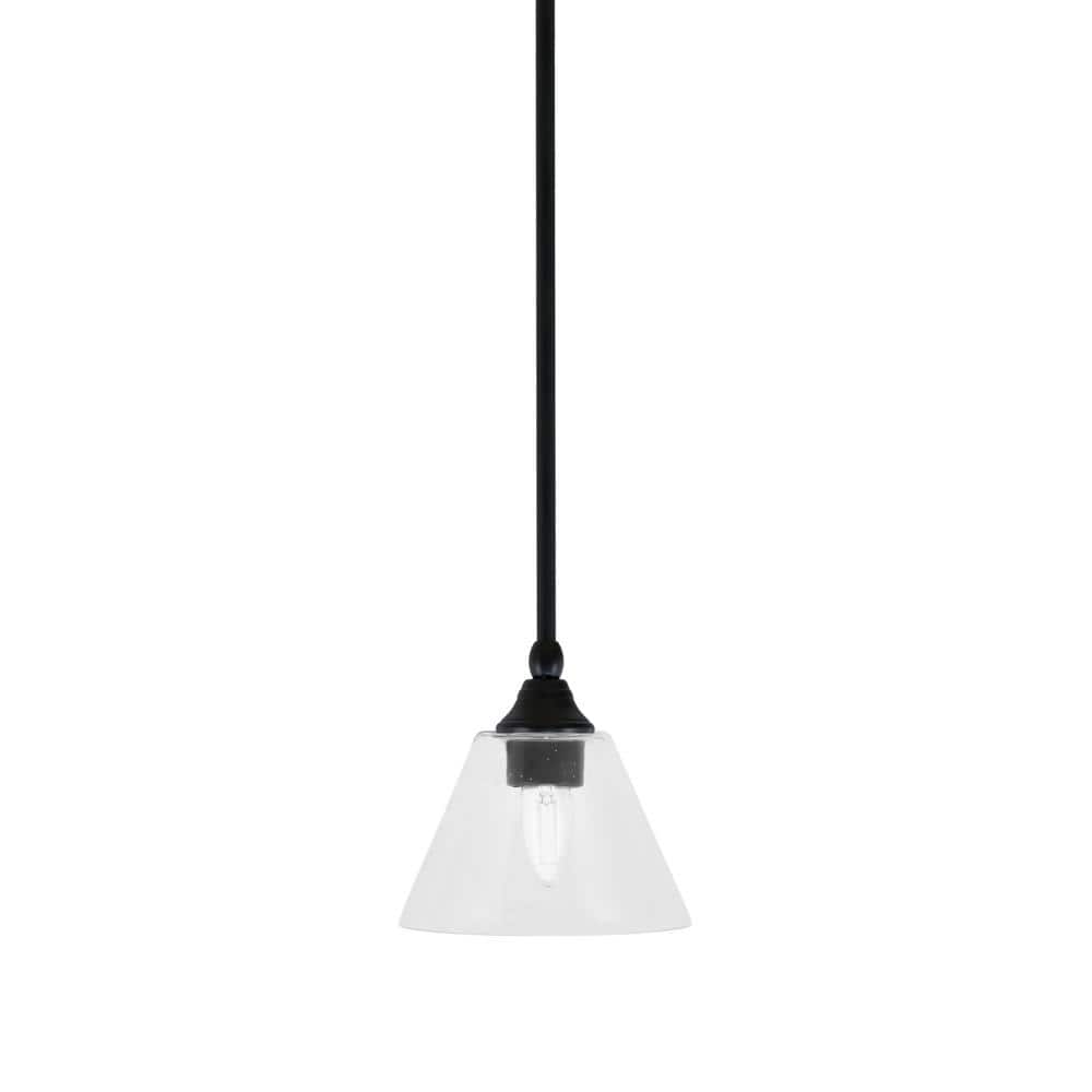Sparta 100-Watt 1-Light Matte Black Shaded Pendant Light Mini Pendant with 