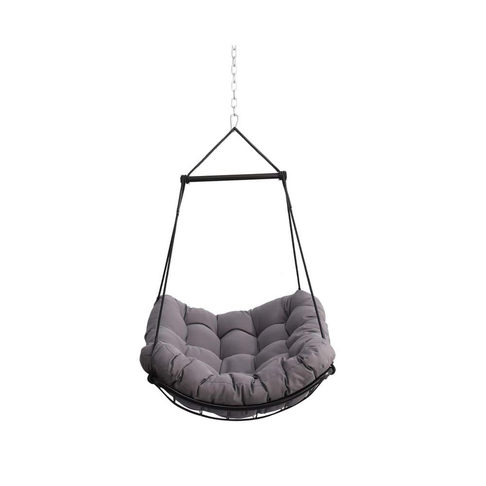 3.1 ft. Hanging Hammock Chair Swing with Gray Cushion