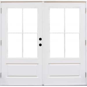 72 in. x 80 in. Fiberglass Smooth White Left-Hand Outswing Hinged 3/4-Lite Patio Door with 4-Lite SDL