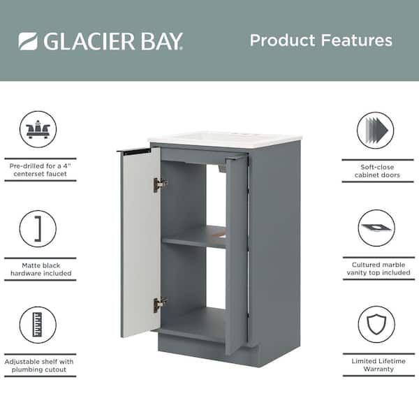 Glacier Bay Lanier 19 in. Single Sink Laguna Blue Bath Vanity with