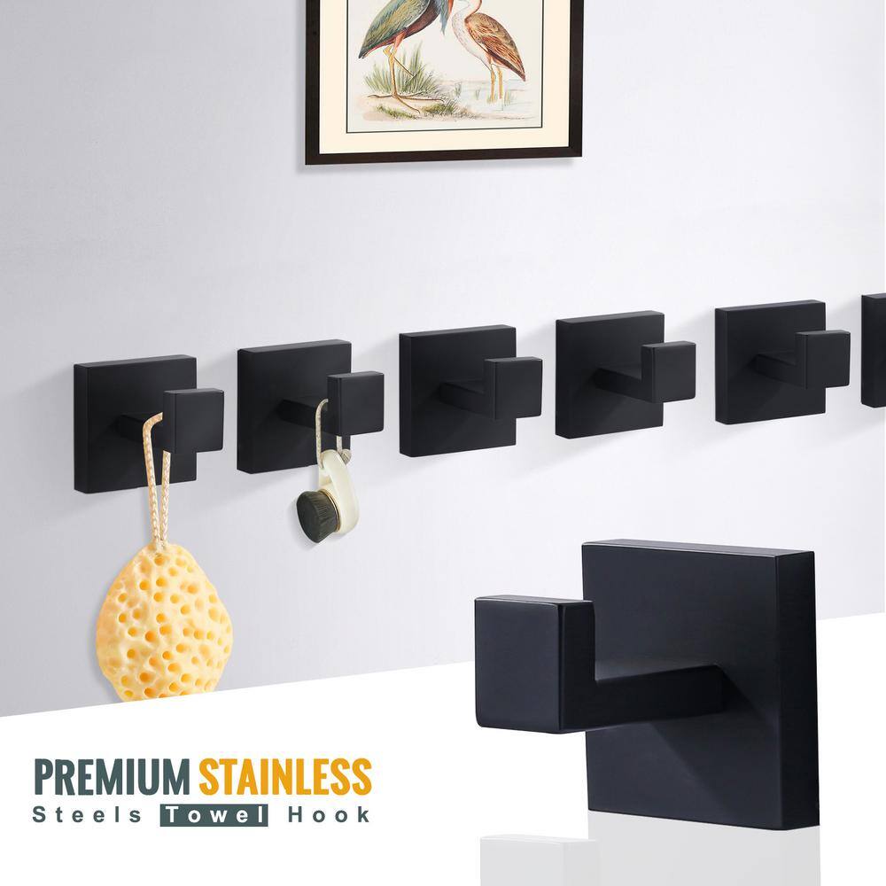 Matte Black Stainless Steel Wall Mounted Towel Hooks Set