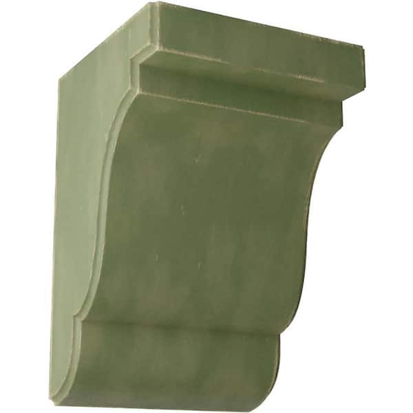 Ekena Millwork 5-1/4 in. x 7-1/2 in. x 5 in. Restoration Green Bedford Wood Vintage Decor Bracket