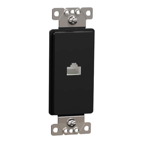 X Series 1-Gang Ethernet Datacom CAT 6 RJ45 Data Jack Cable Metal Wall Plate Matte Black