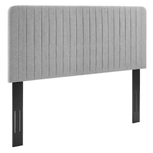 Milenna Light Gray Channel Tufted Upholstered Fabric Twin Headboard