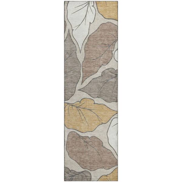 Mayfield Premium Machine Washable Abstract AMF2348 Linen 2 ft. x 7 ft. Runner Rug
