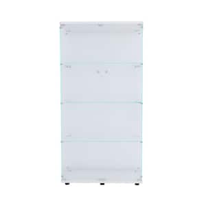 White Glass Display Cabinet with 4 Shelves with Door for Living Room Office